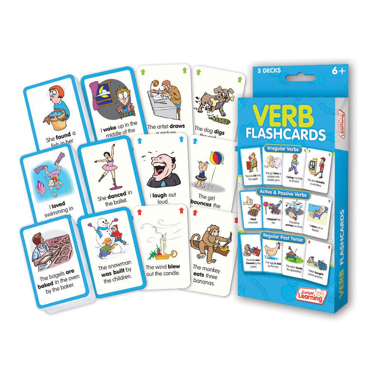 Verb Flashcards Junior Learning for Ages 6-9+, 4th Grade 5th Grade Learning, Language Arts, Perfect for Home School, Educational Resources